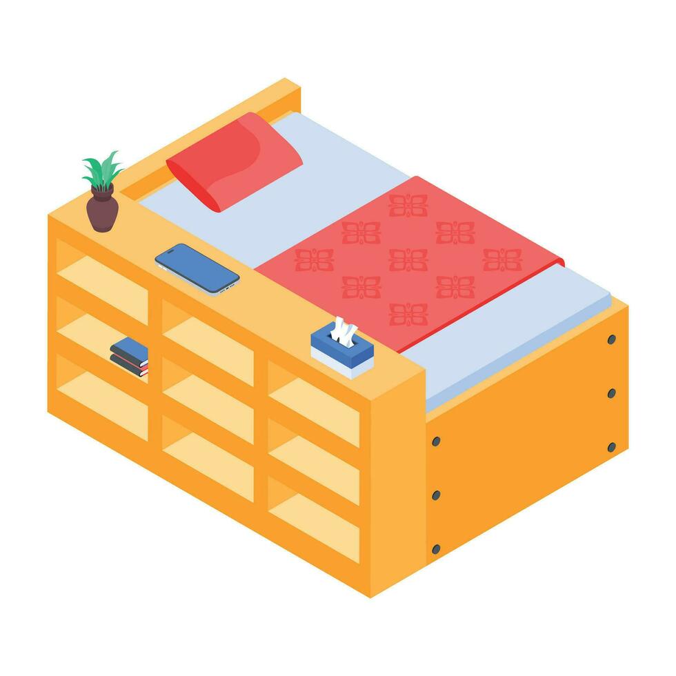 Pack of Bedroom Isometric Icons vector