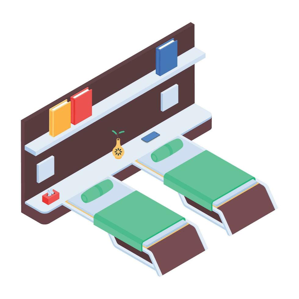 Pack of Bedroom Isometric Icons vector