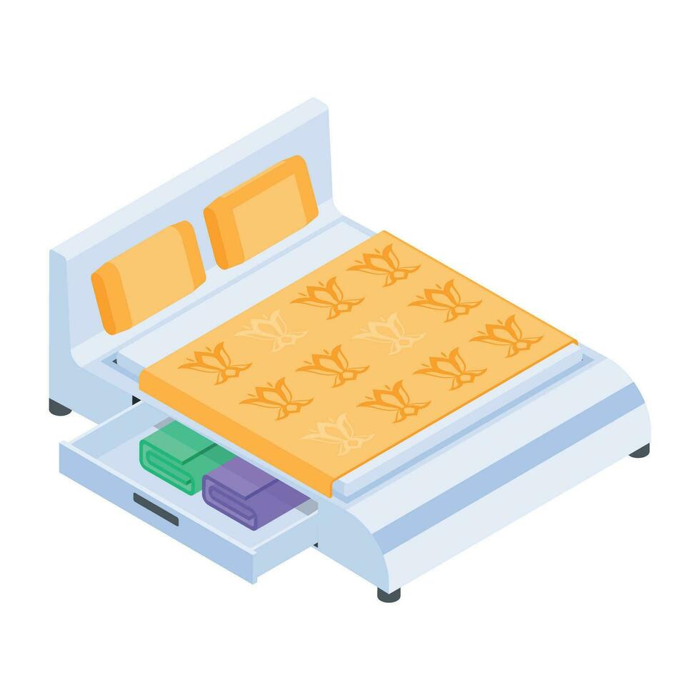 Pack of Bedroom Isometric Icons vector