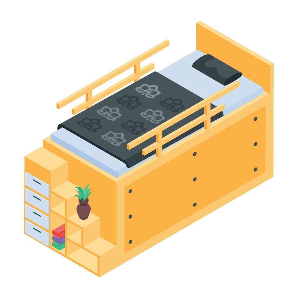 paquete de dormitorio isométrica íconos vector