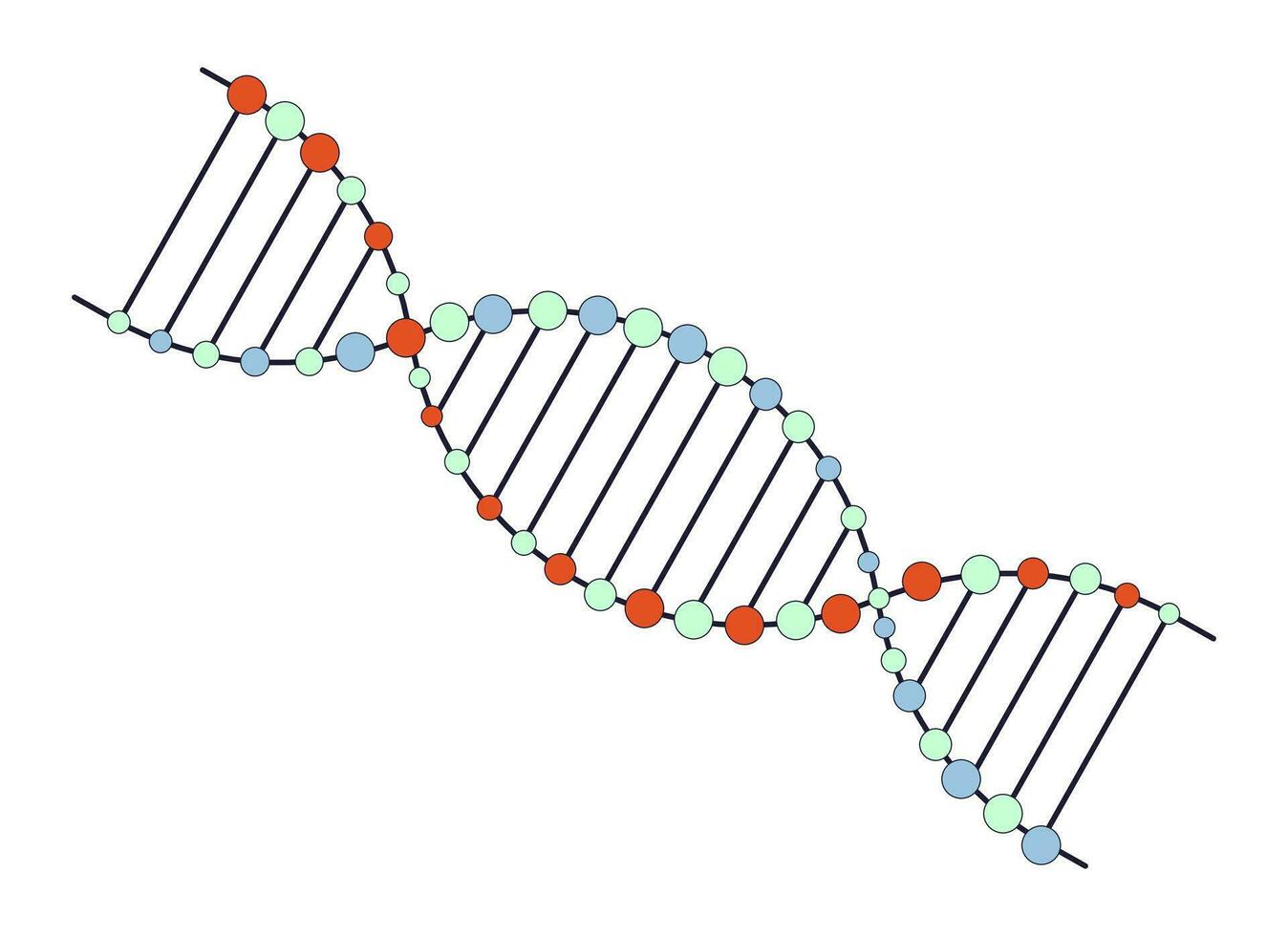 DNA helix flat line color isolated vector object. Genetic information. Editable clip art image on white background. Simple outline cartoon spot illustration for web design