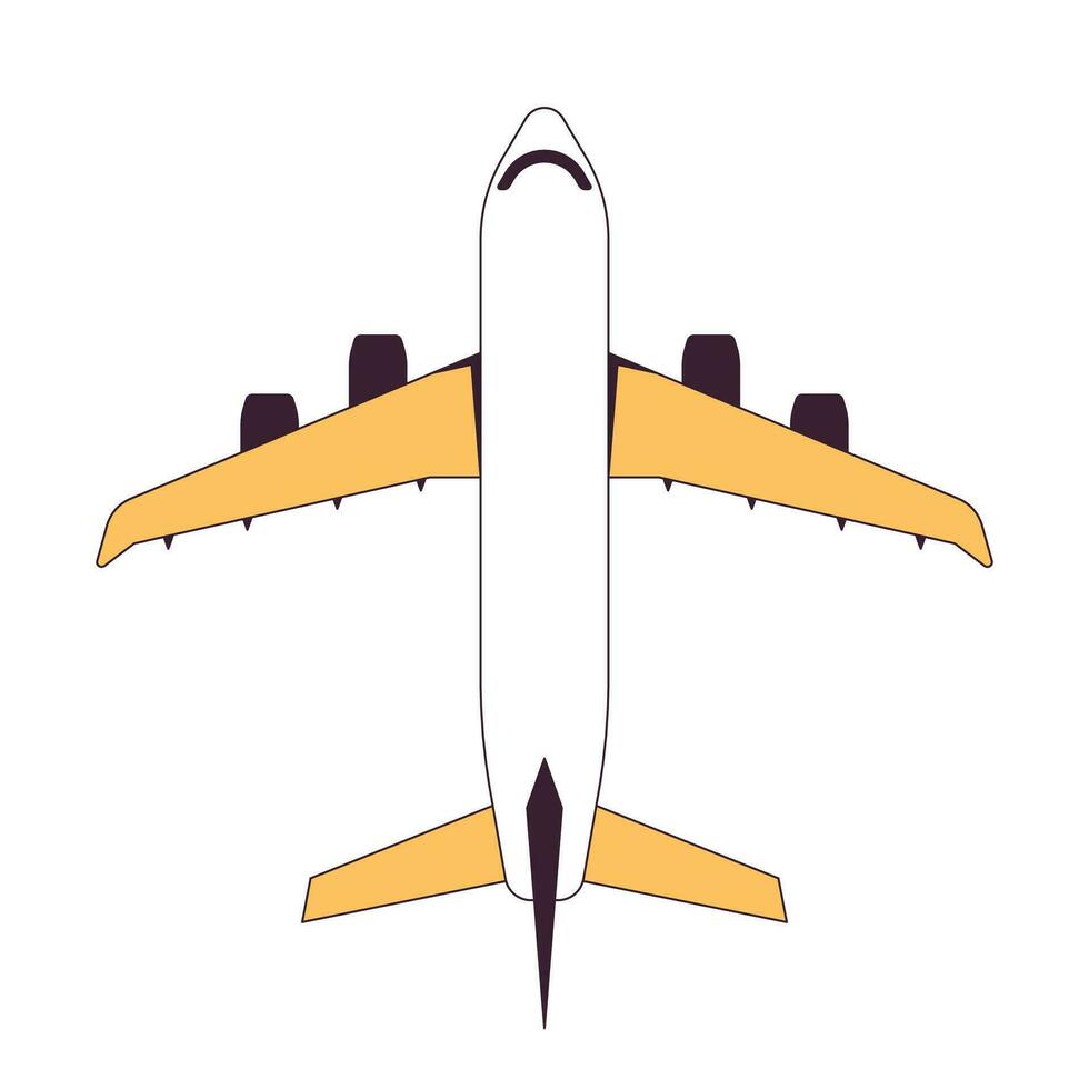 Flying plane flat monochrome isolated vector object. Travel plane. Editable black and white line art drawing. Simple outline spot illustration for web graphic design