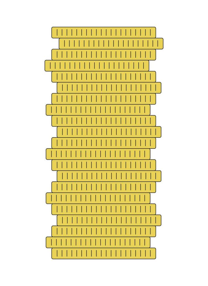 Pile of golden coins flat line color isolated vector object. Money savings. Editable clip art image on white background. Simple outline cartoon spot illustration for web design