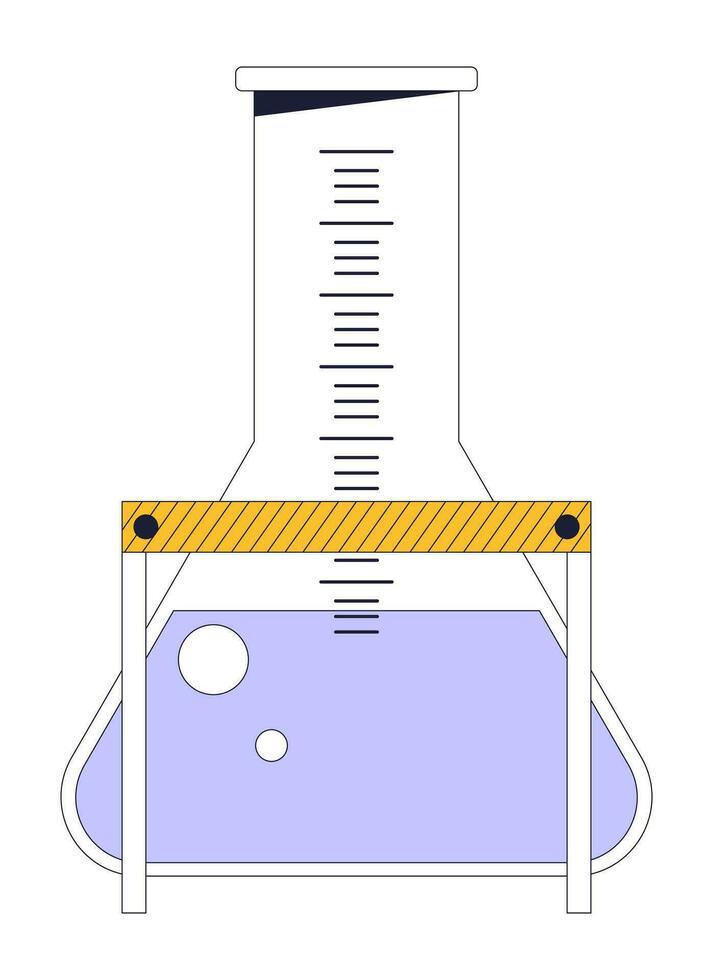 Measuring flax with liquid flat line color isolated vector object. Chemistry. Editable clip art image on white background. Simple outline cartoon spot illustration for web design