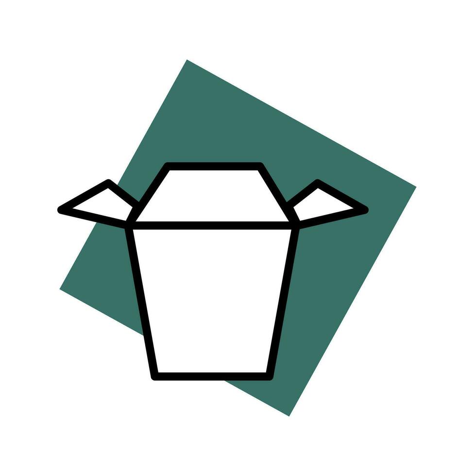 Asian wok box icon isolated icon on green. Vector illustration. Traditional Asian food.