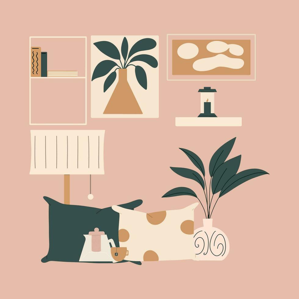 Modern interior design in Scandinavian style. Vector illustration