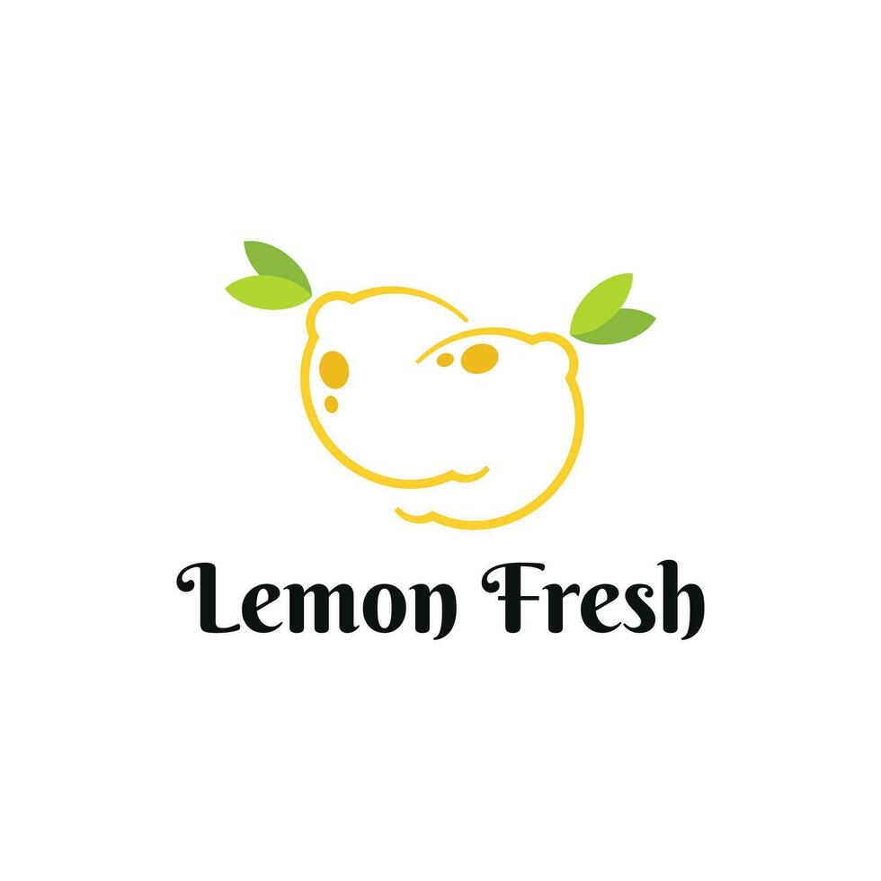 Fruit lemon fresh lines art colorful logo design idea vector