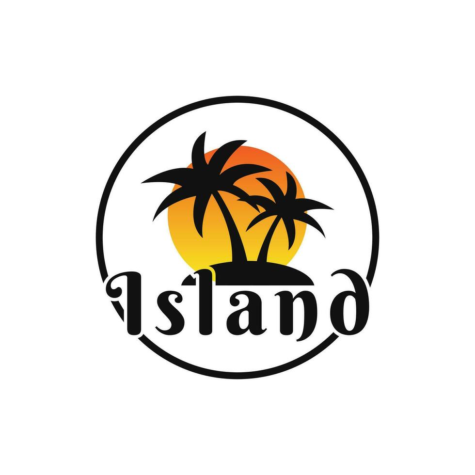 Tropical island with palm trees logo template design vector, summer logo design vector