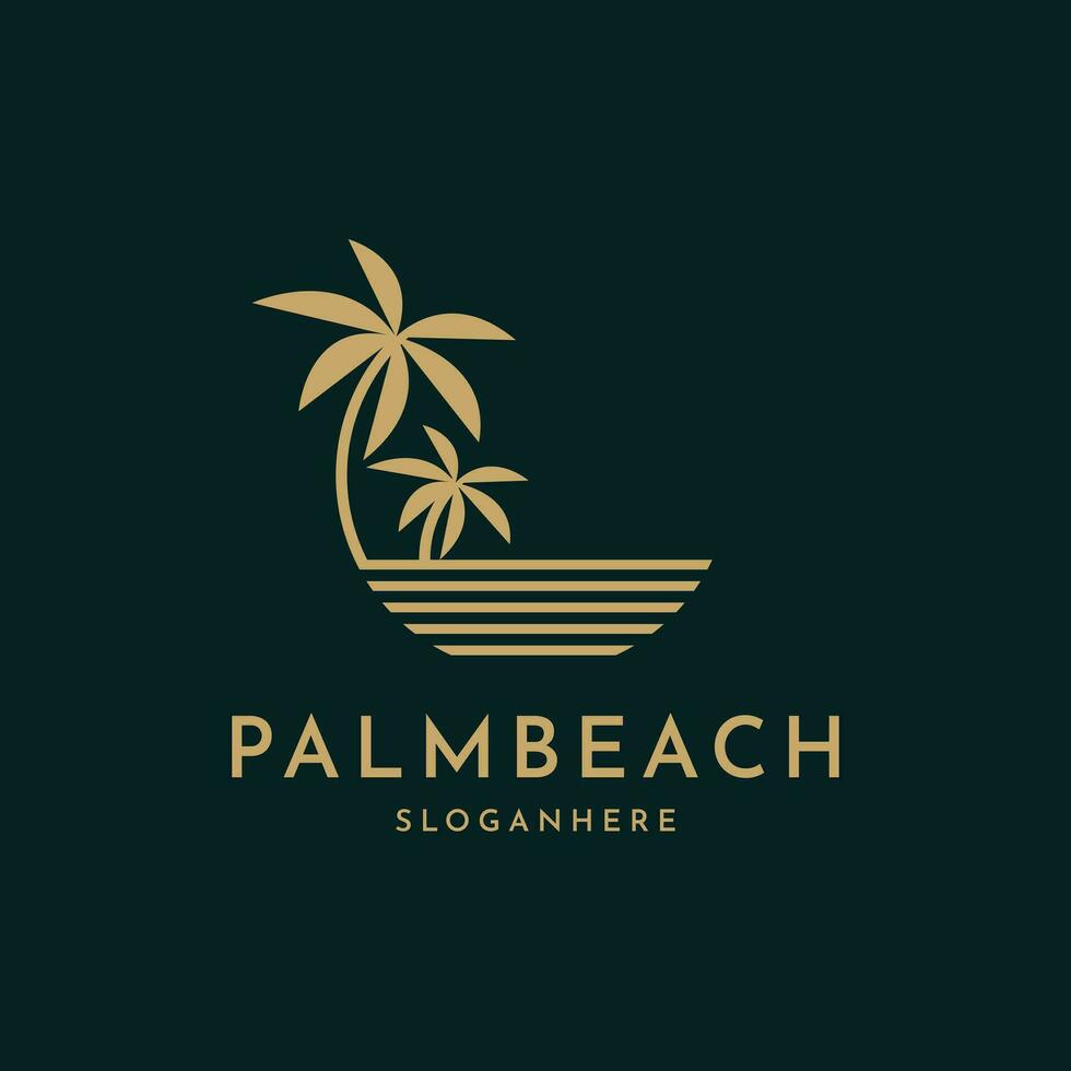 Palm beach tree logo design creative idea vector