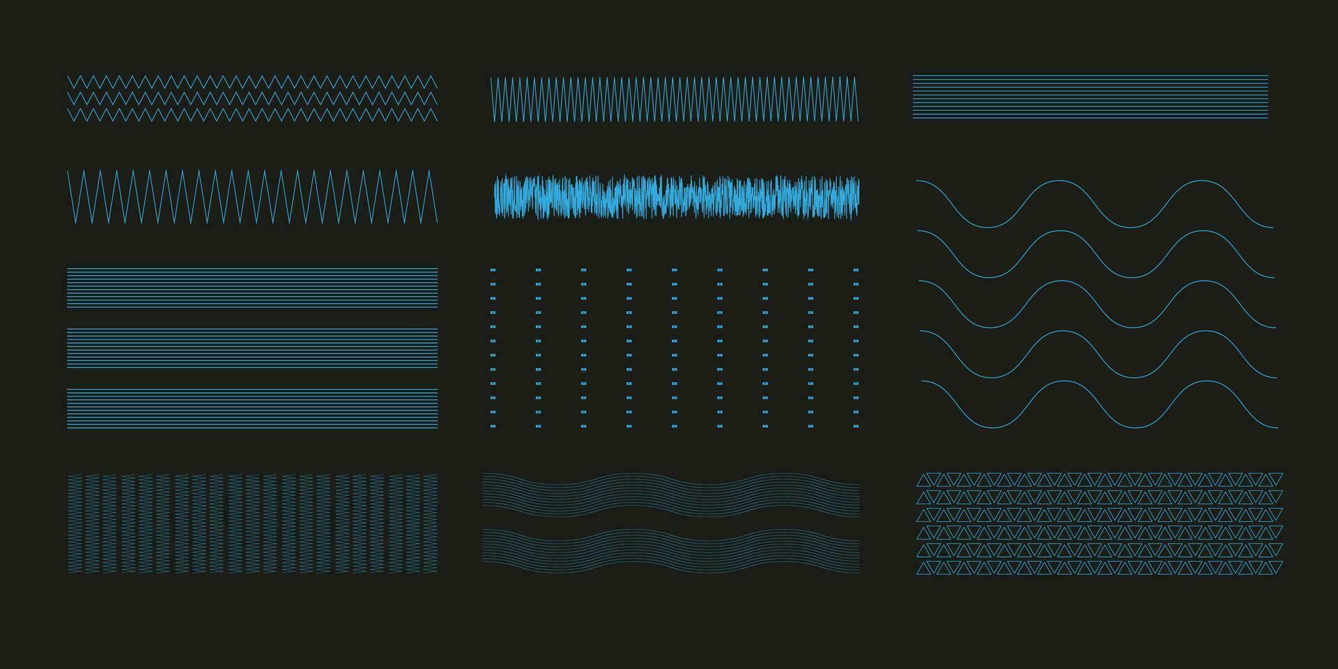 ondulado, ola zigzag neón azul línea elemento colocar. líneas con ondulación efecto diferente Delgado línea ola. vector curvas.