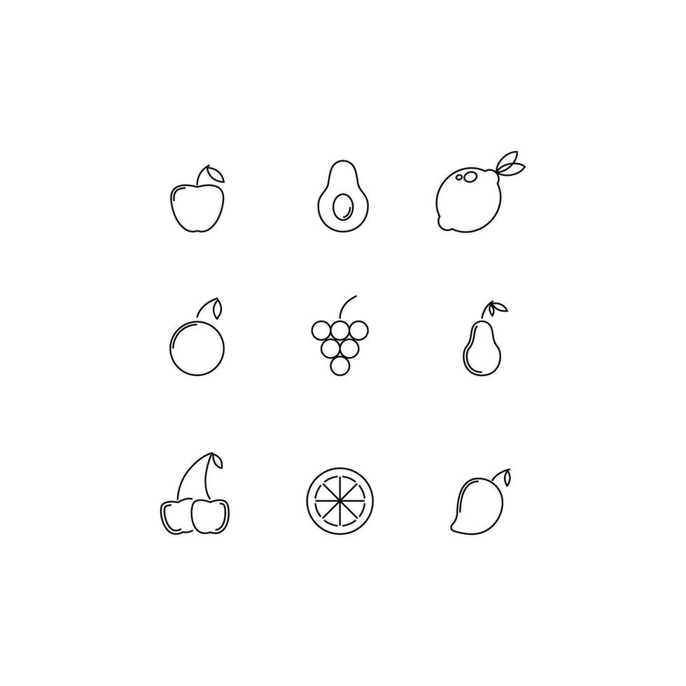 Simple Set of Fruits Related Vector Line Icons. Contains such Icons as Lemon, Orange, Avocado and more