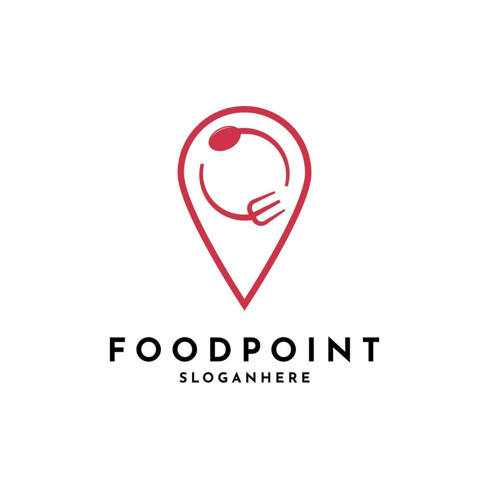 Food point logo design creative idea with spoon and fork symbol vector