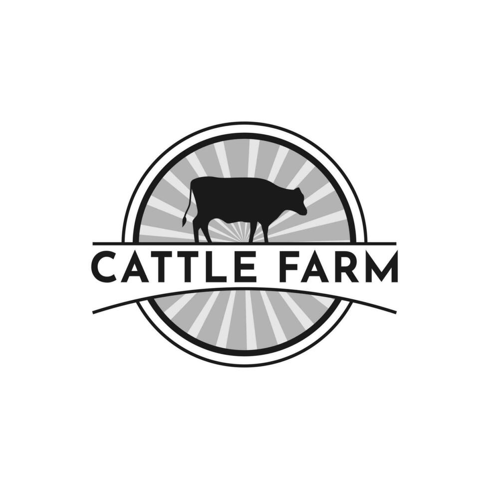 Retro Vintage Cattle Farm Emblem Label logo design vector