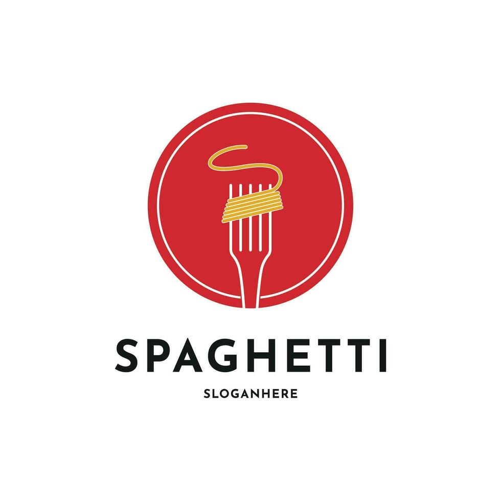 Pasta noodle logo design creative idea with circle vector