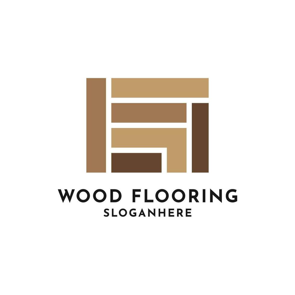 Wood flooring logo design creative idea vector