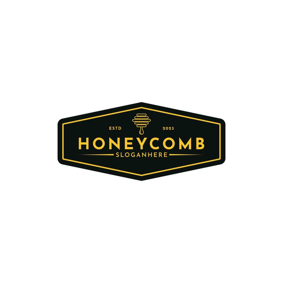 Vintage retro stamp honeycomb drop logo design idea, honeycomb logo design label vector