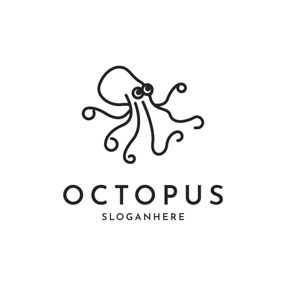 Line octopus logo design ideas vector