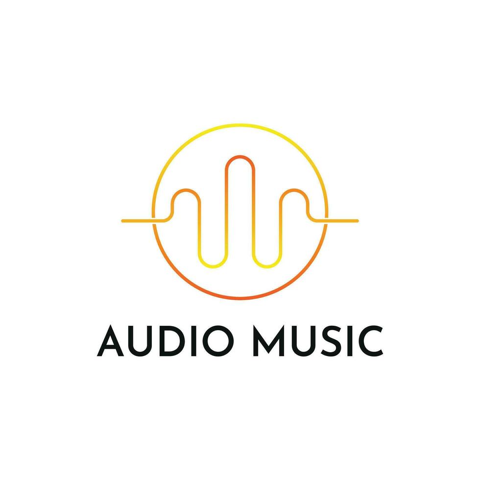 Audio sound music logo design creative with circle shape vector