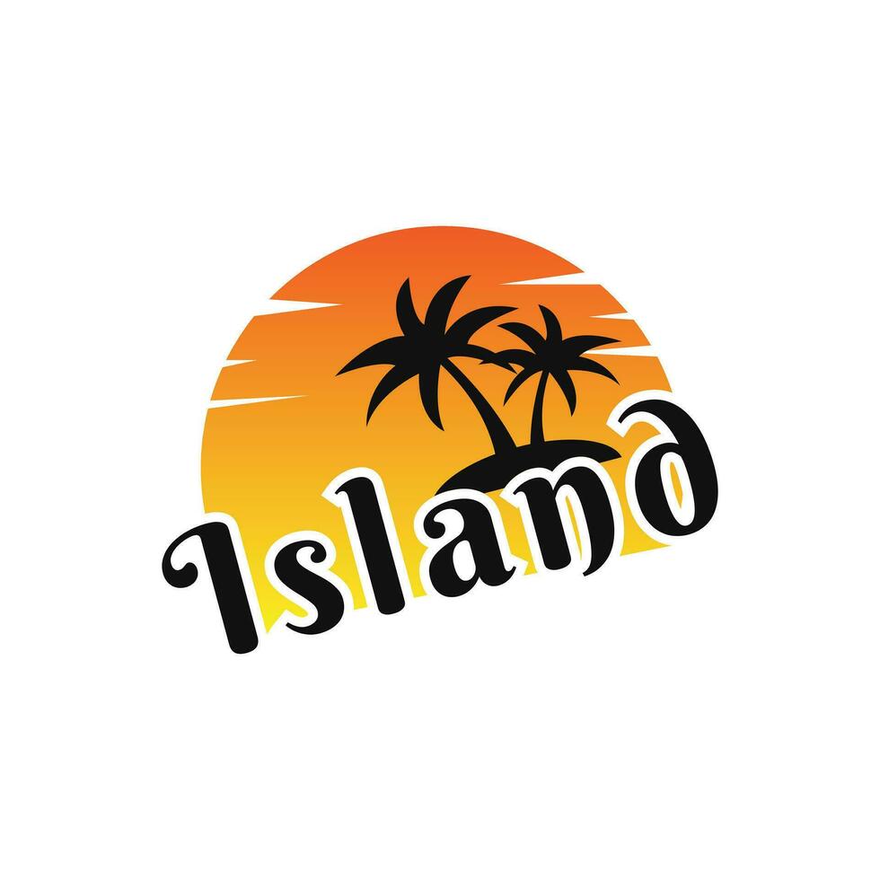 tropical isla con palma arboles logo modelo diseño vector, verano logo diseño vector