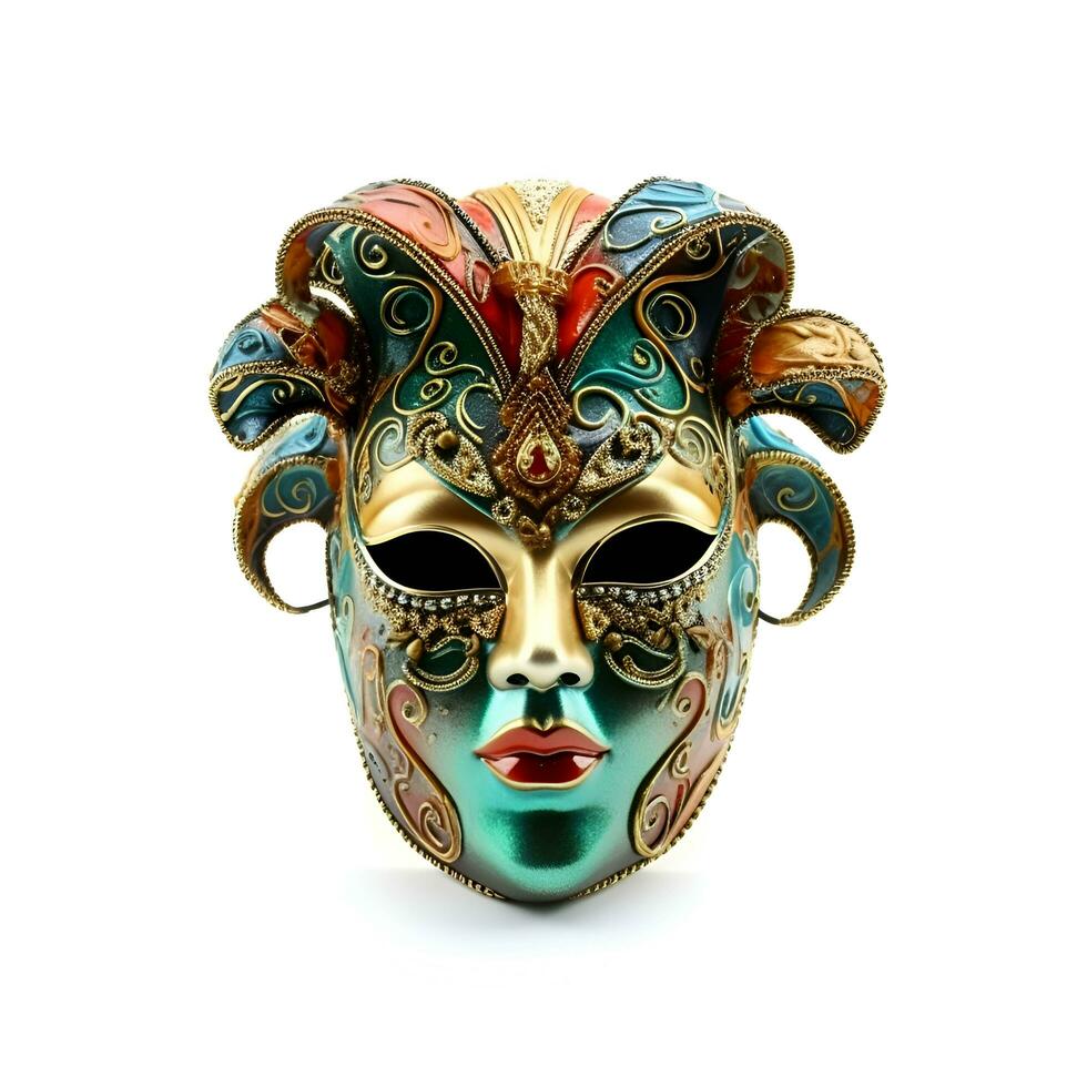 Venetian carnival mask isolated on white background  clipping path included photo