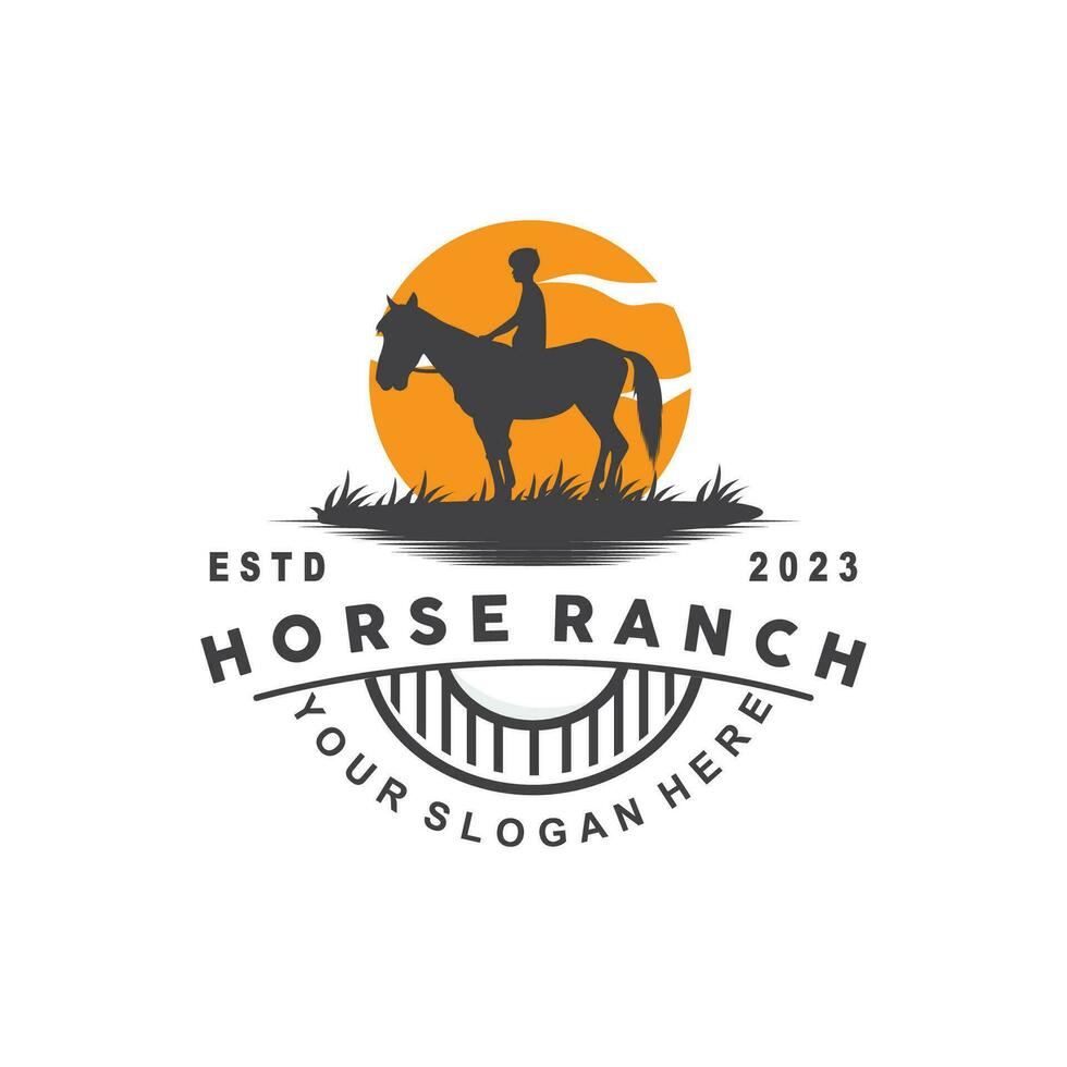 Horse Logo, West Country Farm Ranch Cowboy Logo Design, Simple Illustration Template vector