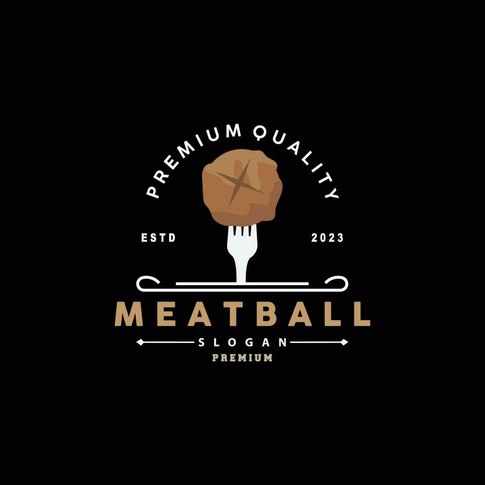 Meatball Logo, Vector For Food Stall Brand Fast Food Simple Design Icon, Template Illustration