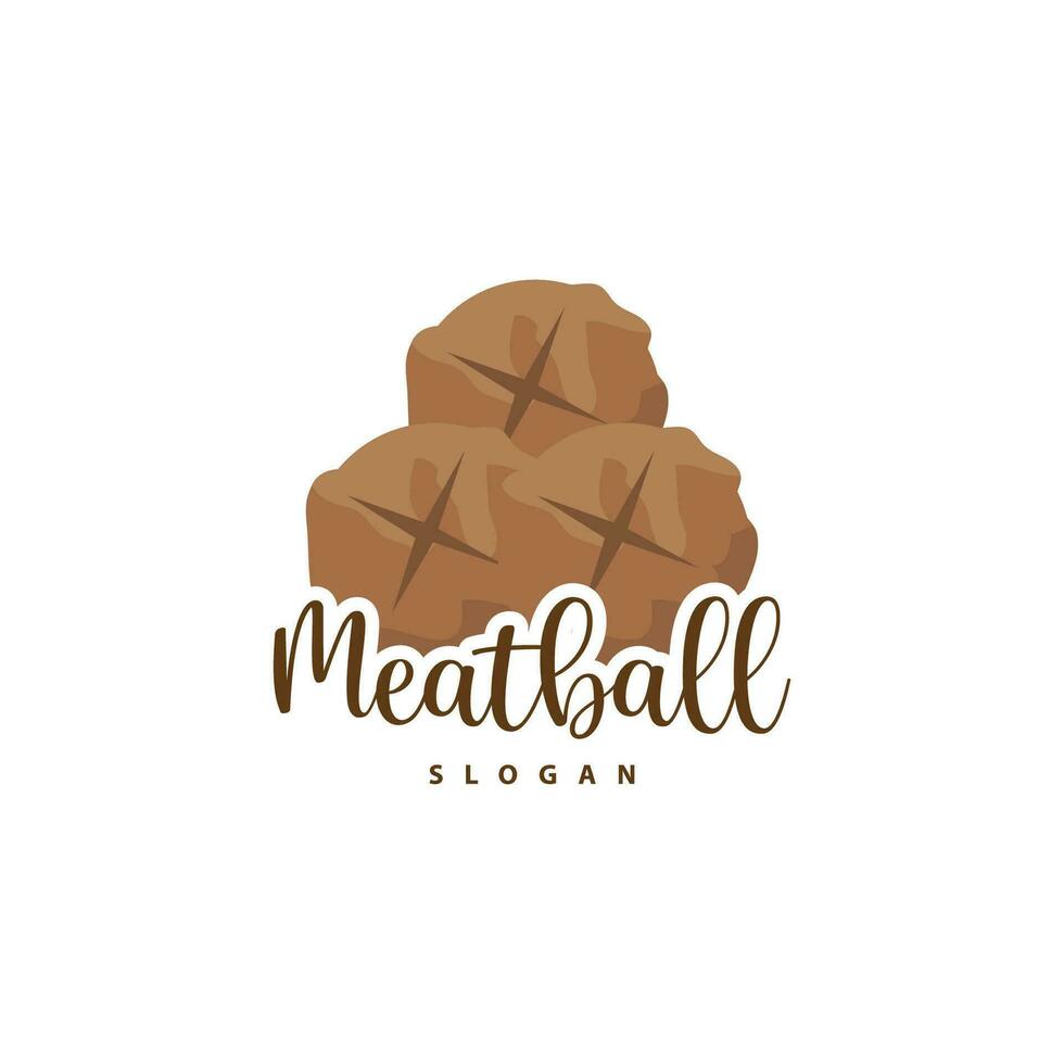 Meatball Logo, Vector For Food Stall Brand Fast Food Simple Design Icon, Template Illustration