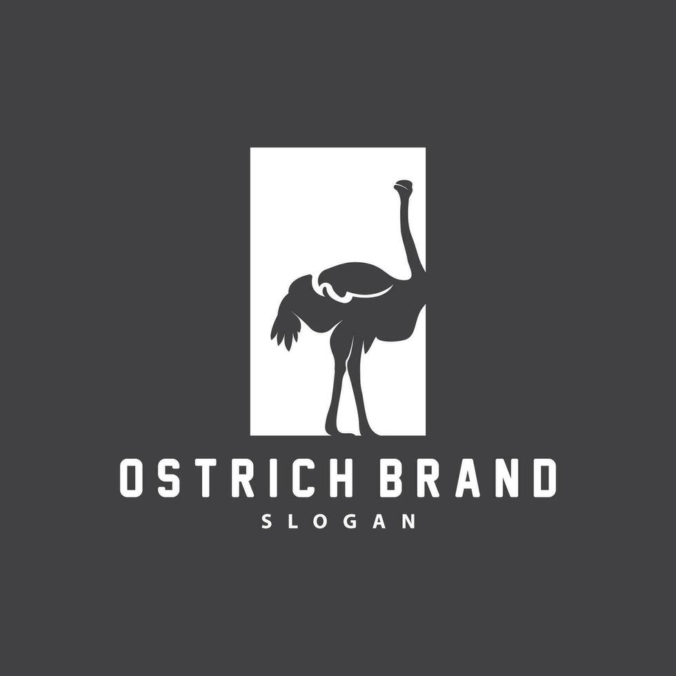 Ostrich Logo Design, Desert Animal Illustration, Living In The Forest, Vector Camel Brand Product