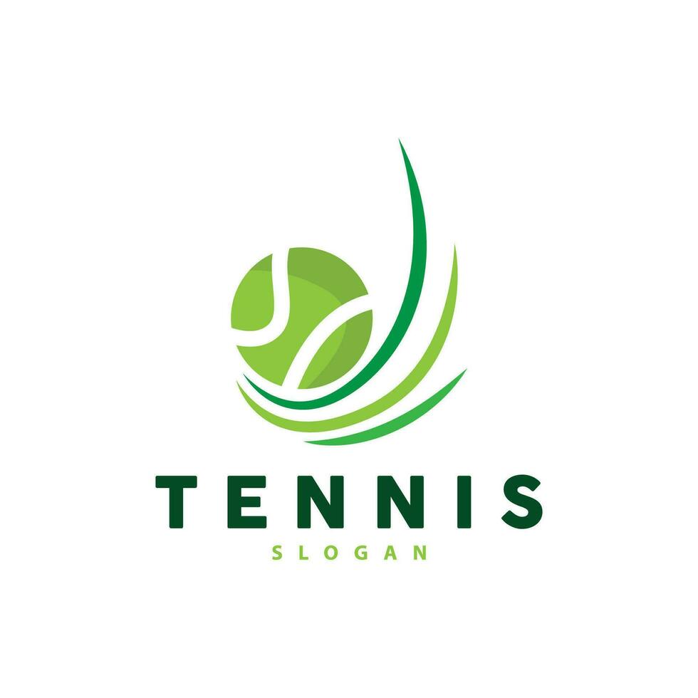 Tennis Logo Design, Tournament Sport, Ball And Racket Vector Simple Silhouette Illustration