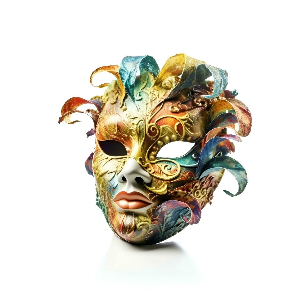 Venetian carnival mask isolated on white background with clipping path photo