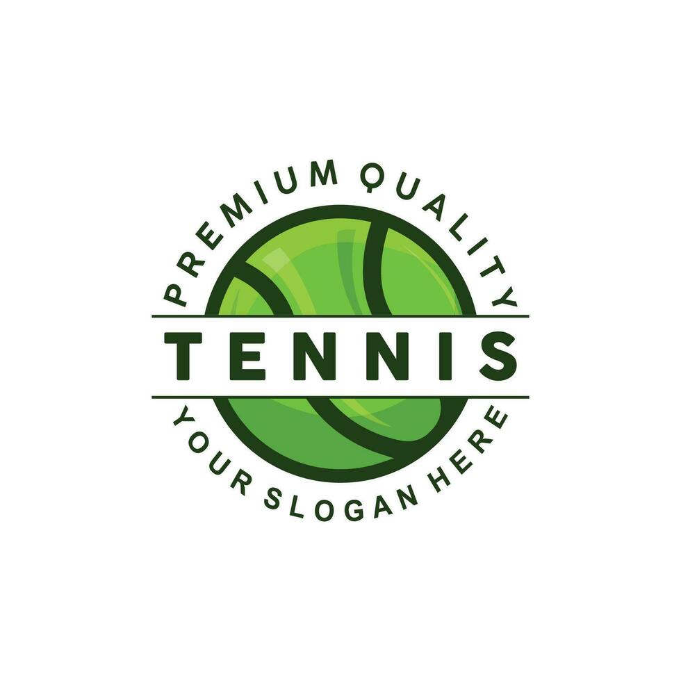 Tennis Logo Design, Tournament Sport, Ball And Racket Vector Simple Silhouette Illustration