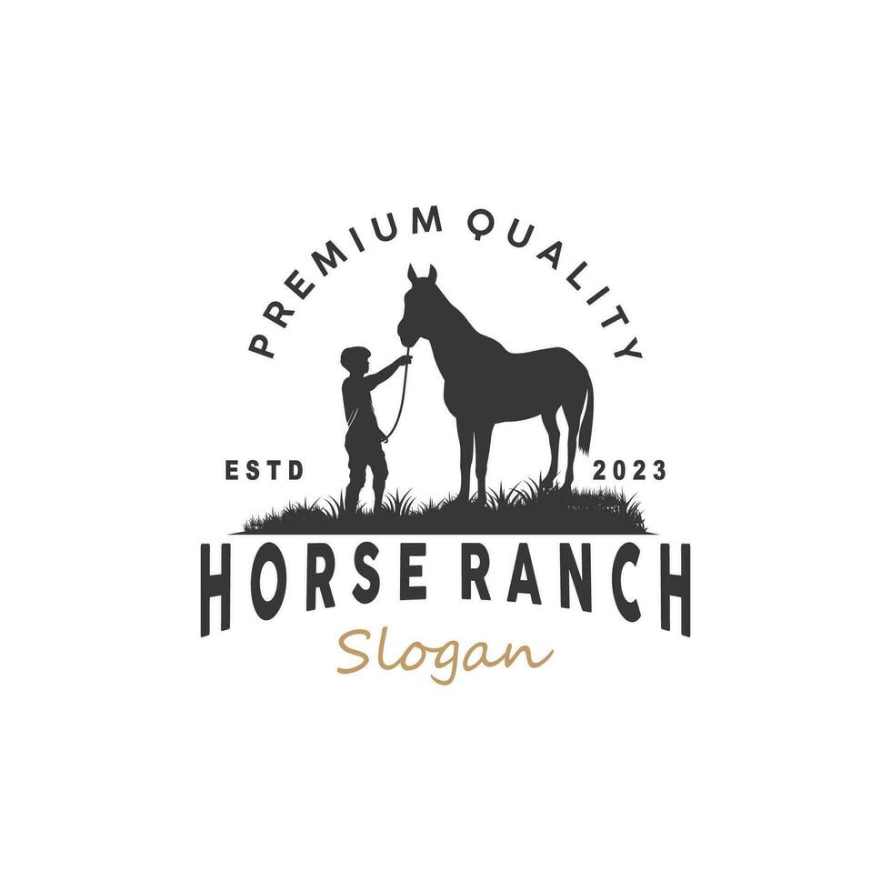 Horse Logo, West Country Farm Ranch Cowboy Logo Design, Simple Illustration Template vector
