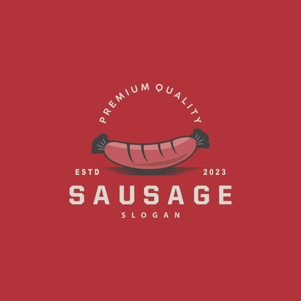 Sausage Logo, Vector Meat Fork and the Sausage Food, Restaurant Inspiration Design, Vintage Retro Rustic