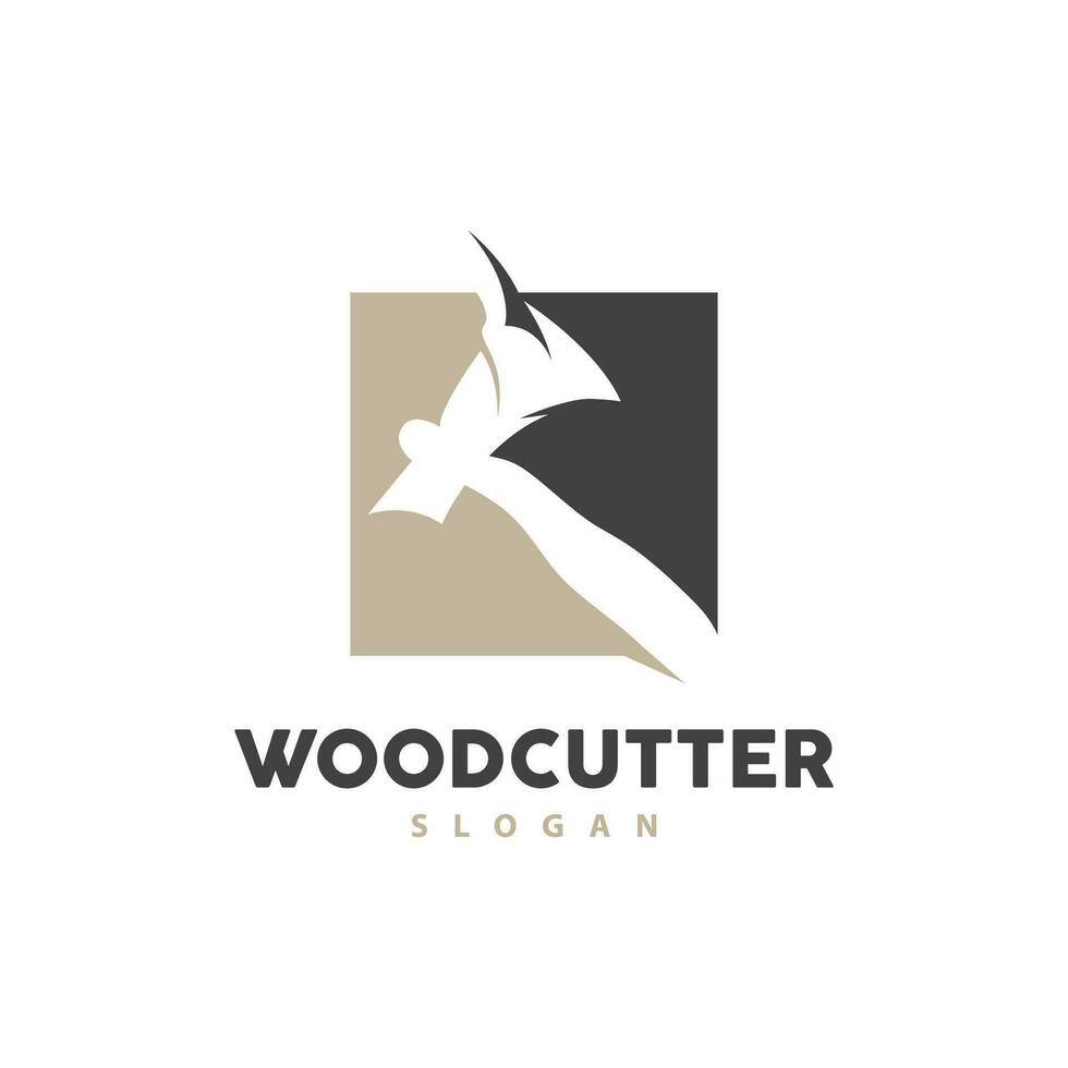 Ax Logo, Wood Cutting Tool Black Silhouette, Lumberjack Vector, Old Retro Vintage Minimalist Design, Icon Template Illustration vector