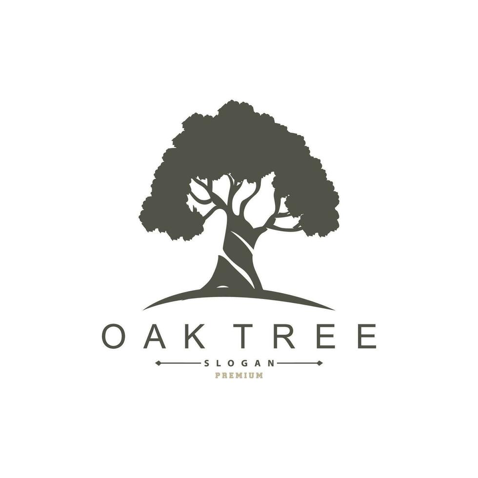 Oak Tree Logo, Nature Tree Plant Vector, Minimalist Simple Design, Illustration, Silhouette, Template vector