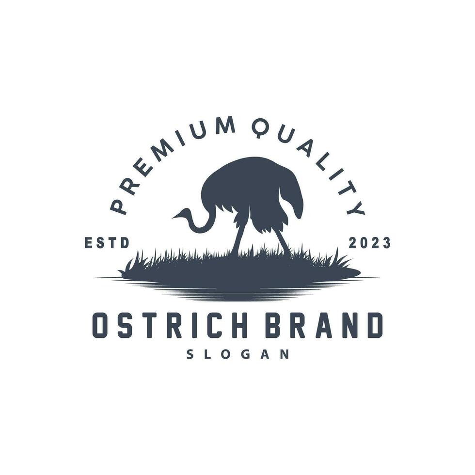 Ostrich Logo Design, Desert Animal Illustration, Living In The Forest, Vector Camel Brand Product