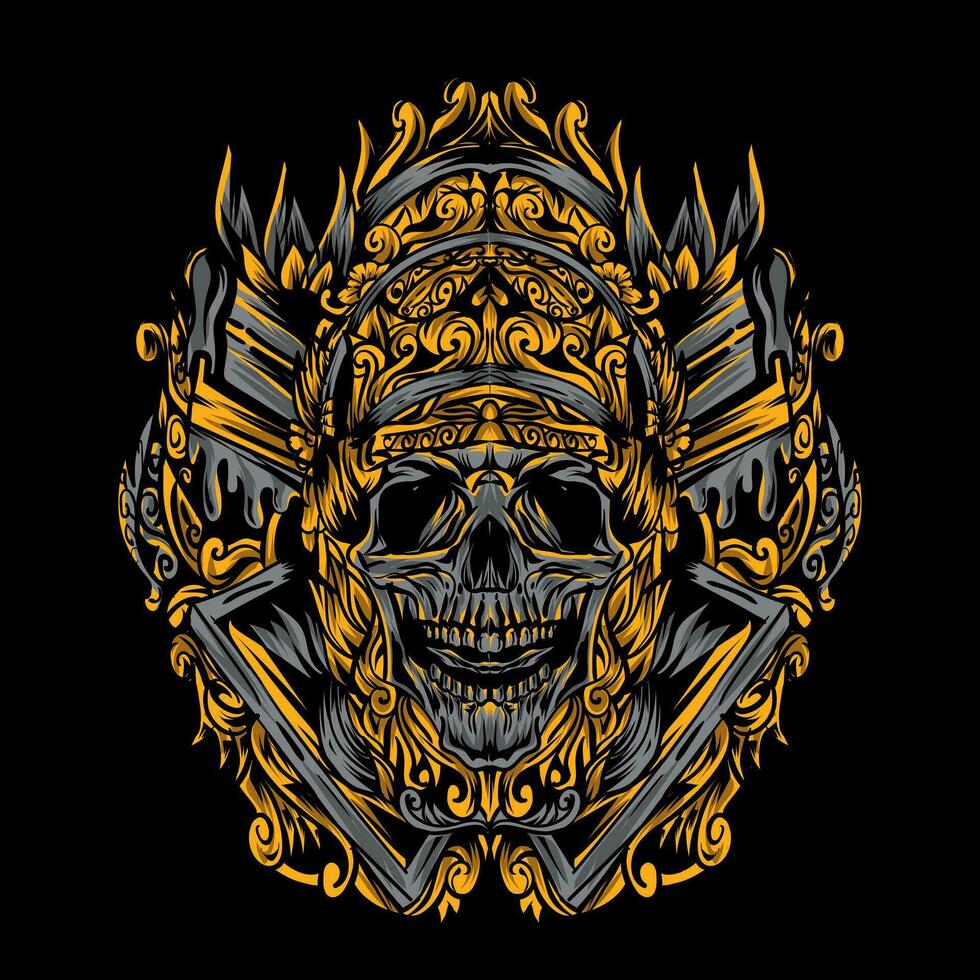 Skull illustration with crossed screen printing tools, very suitable for use in distro t-shirt designs, vector
