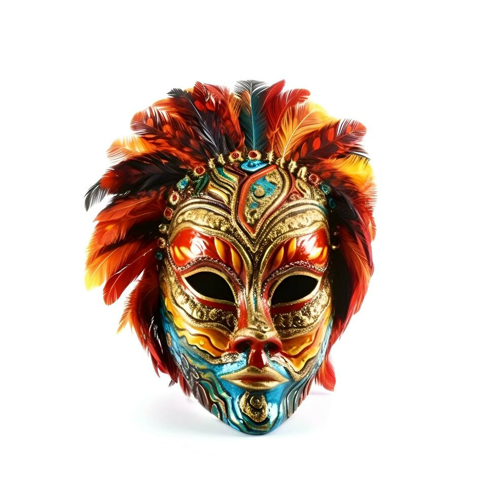 Venetian carnival mask isolated on white background with clipping path photo