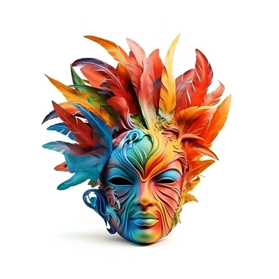 Colorful carnival mask isolated on white background with clipping path. photo