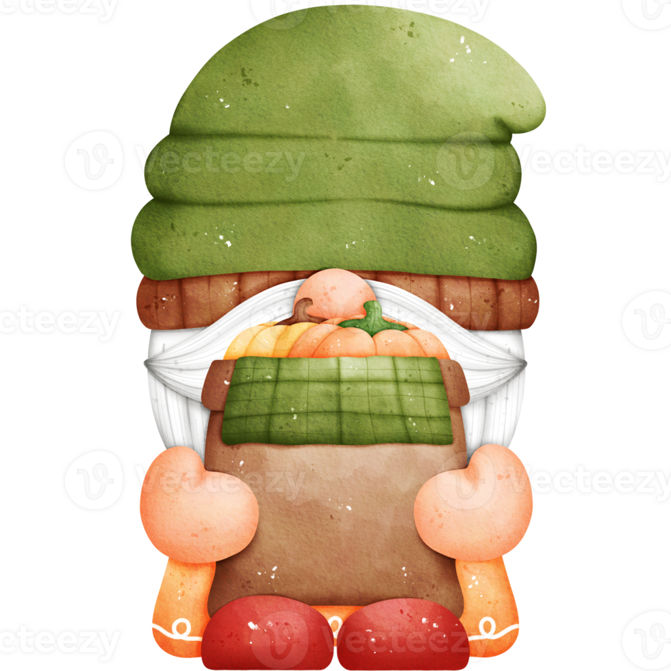 Watercolor Autumn Gnome Illustration png