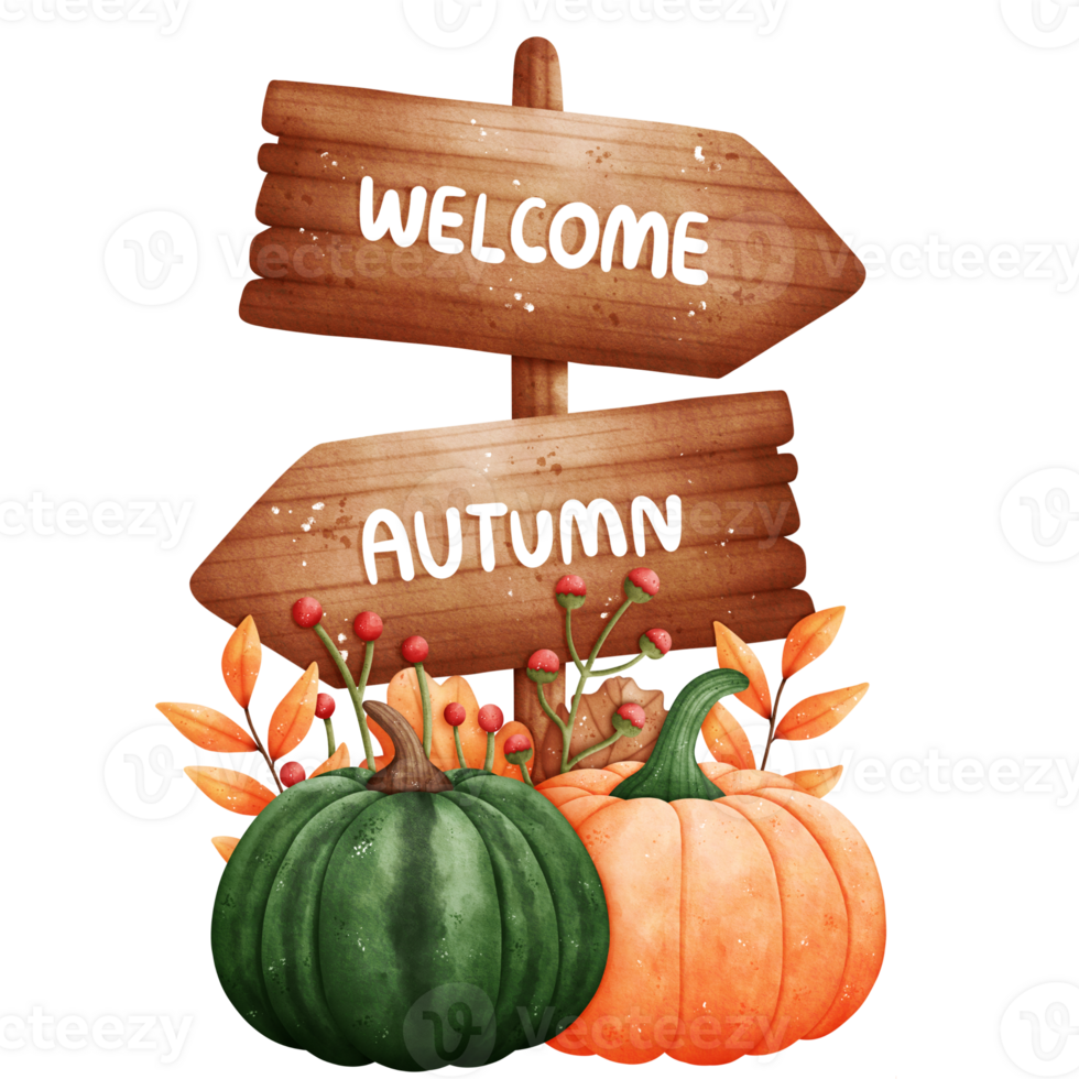Watercolor Autumn Wooden Sign png