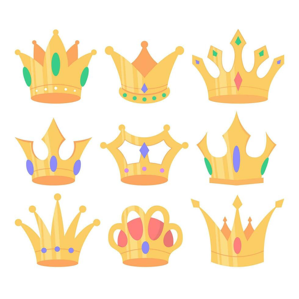 Set of flat crown illustration collection vector