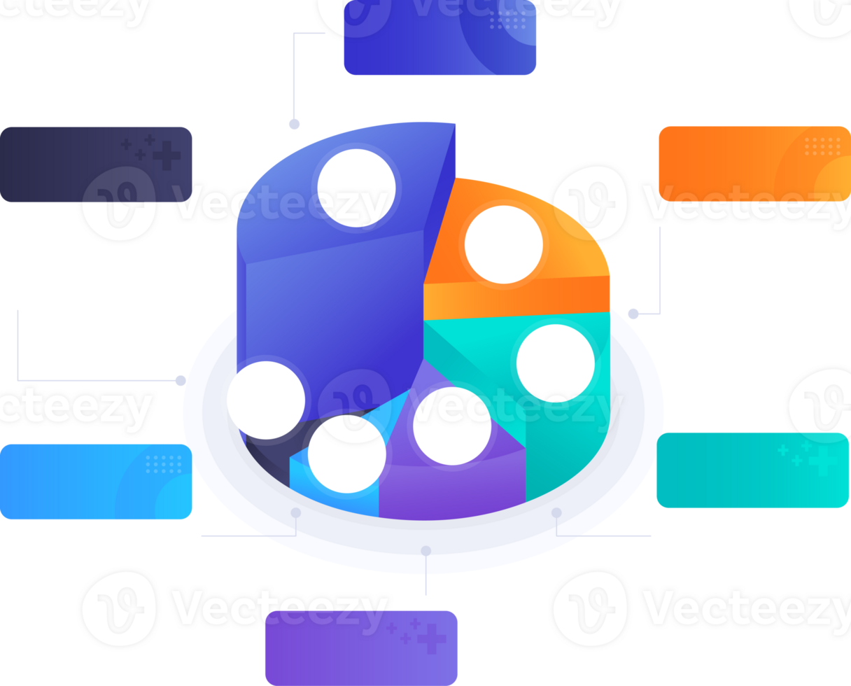 3D Pie Chart 6 Step Infographic png