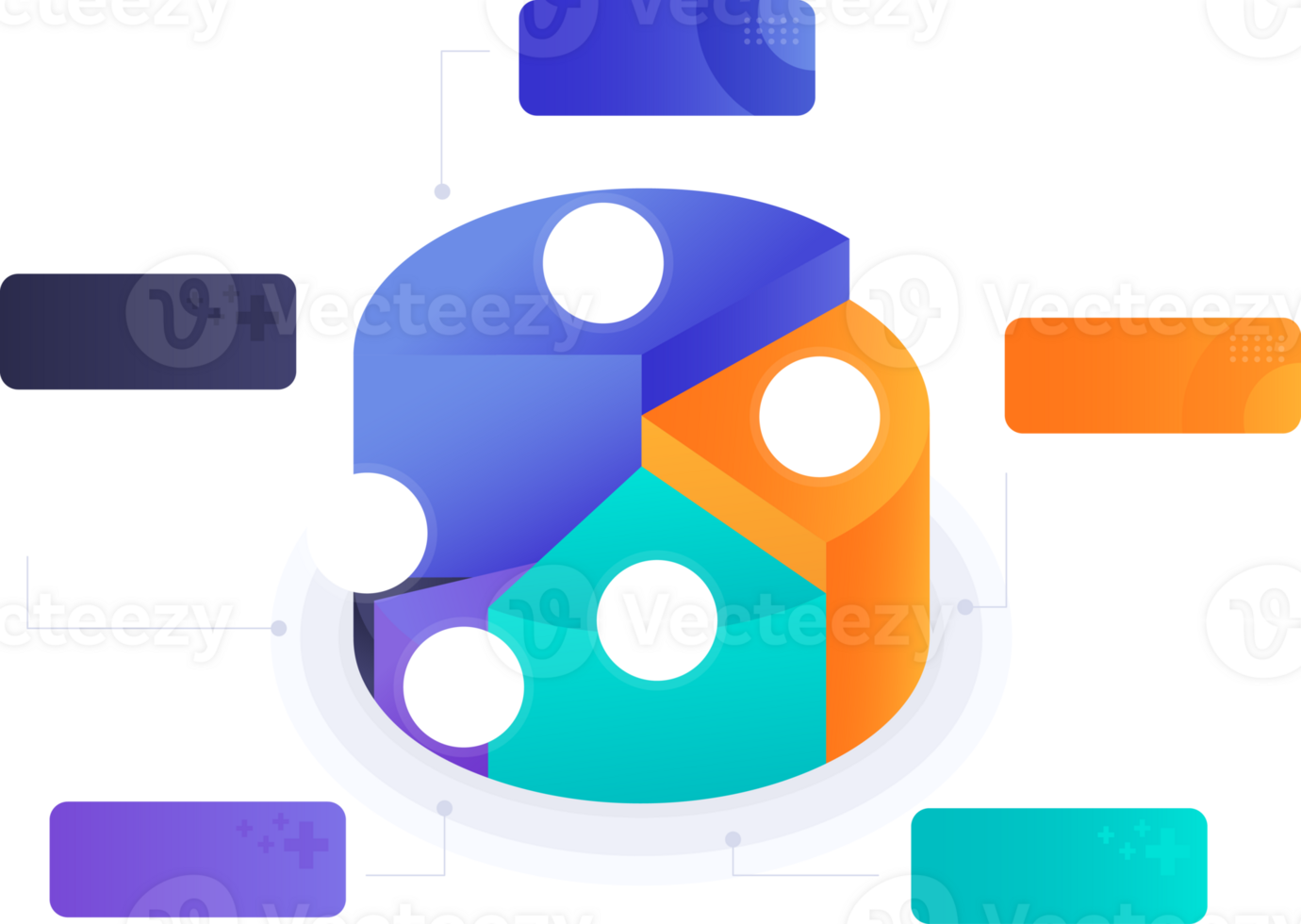 3D Pie Chart 5 Step Infographic png