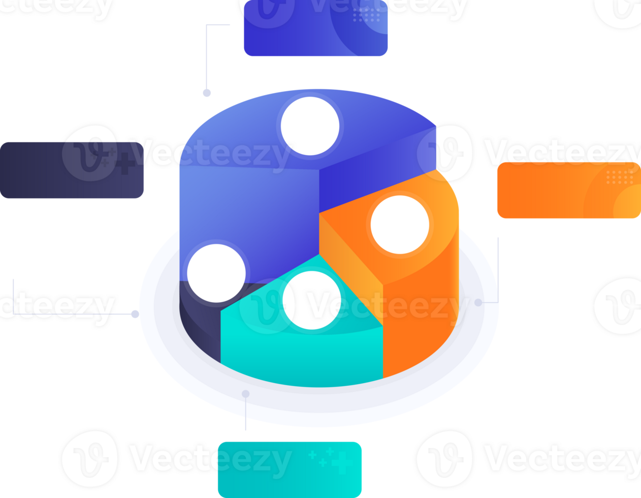 3D Pie Chart 4 Step Infographic png