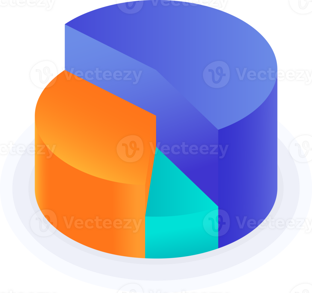 3D Pie Chart 3 Step Infographic png