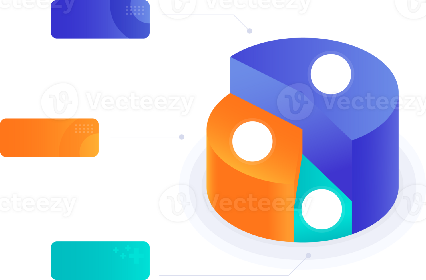 3D Pie Chart 3 Step Infographic png