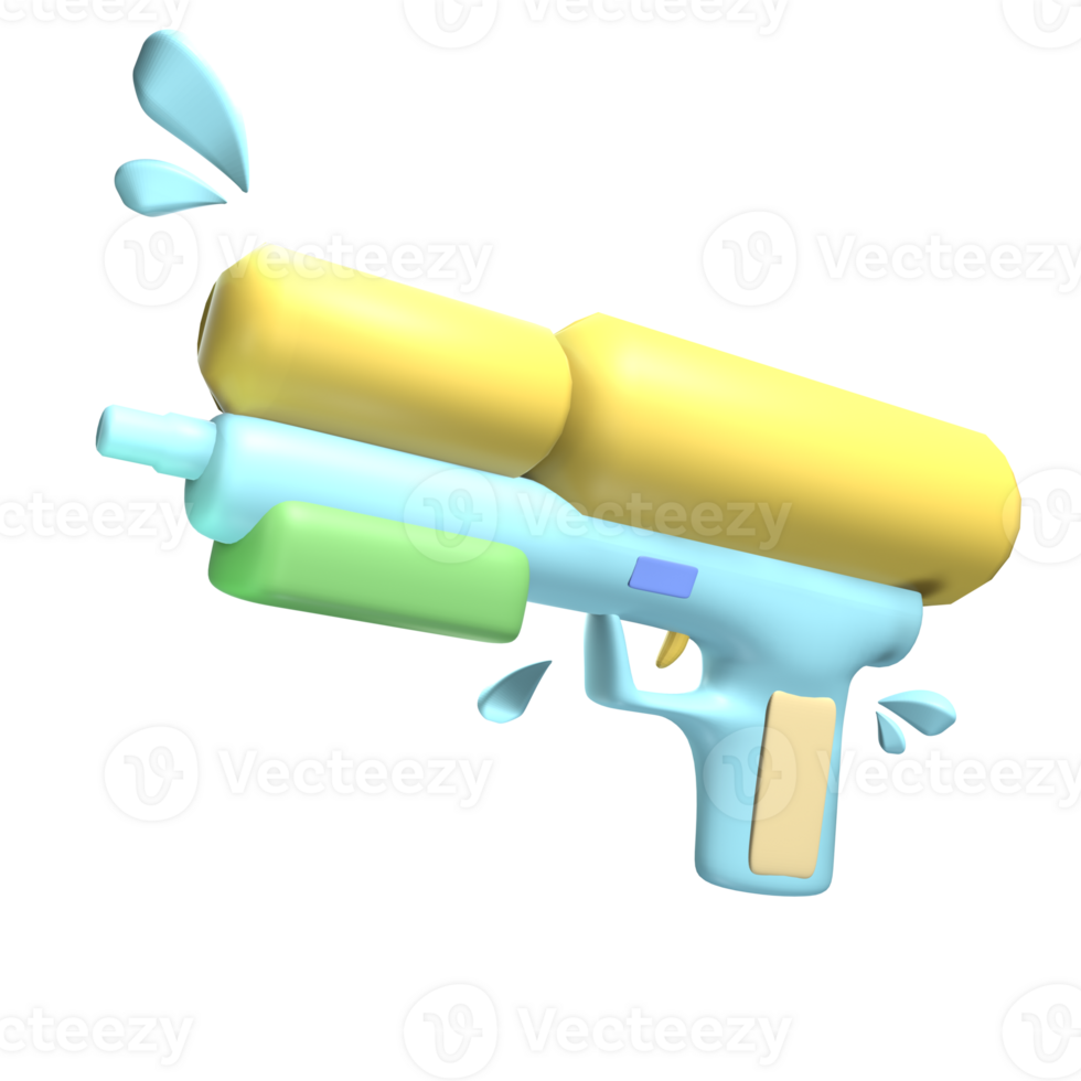 3D water-gun icon summer rendered isolated on the transparent background png