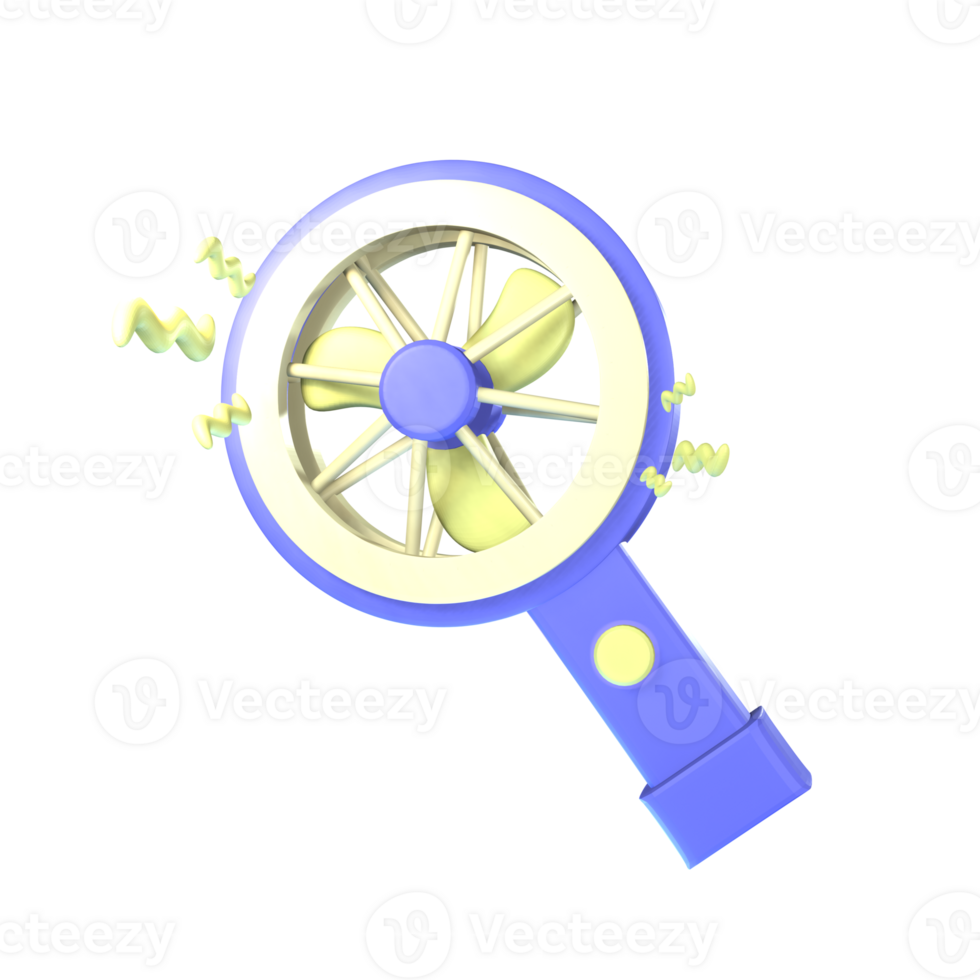 3d portátil ventilador ícone verão rendido isolado em a transparente fundo. simples e elegante objeto para seu Projeto. png