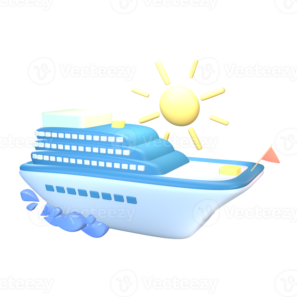 3D cruise icon summer rendered isolated on the transparent background. Simple and elegant object for your design. png